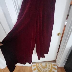 Wide-Leg Vintage Velvet Jumpsuit in Deep Burgundy